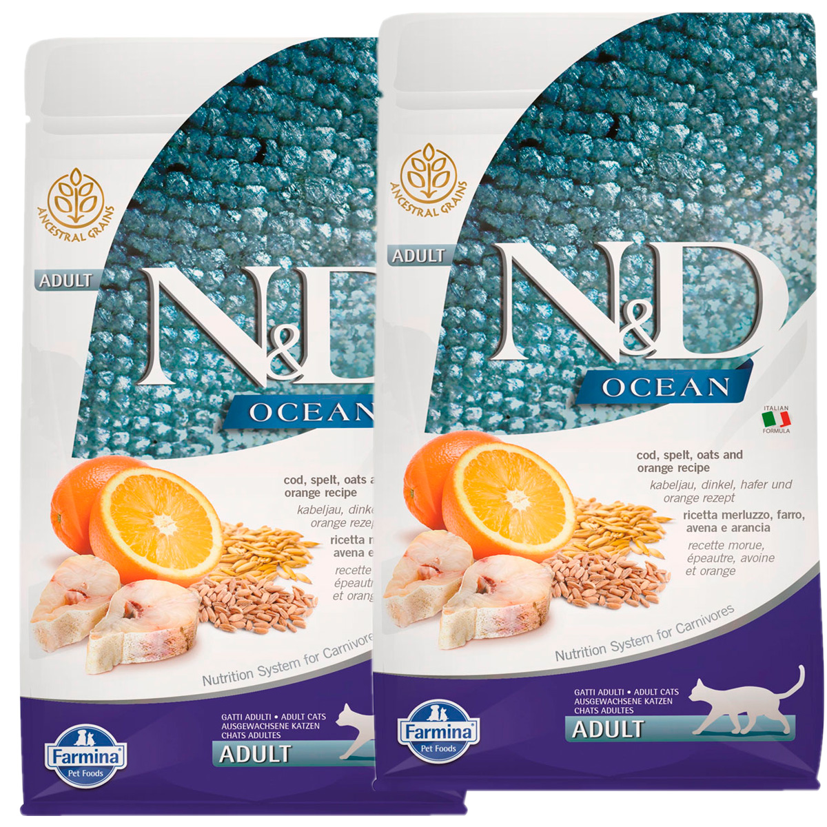 

FARMINA FARMINA CAT N&D OCEAN CODFISH SPELT OATS & ORANGE низкозерновой для взрослых кошек