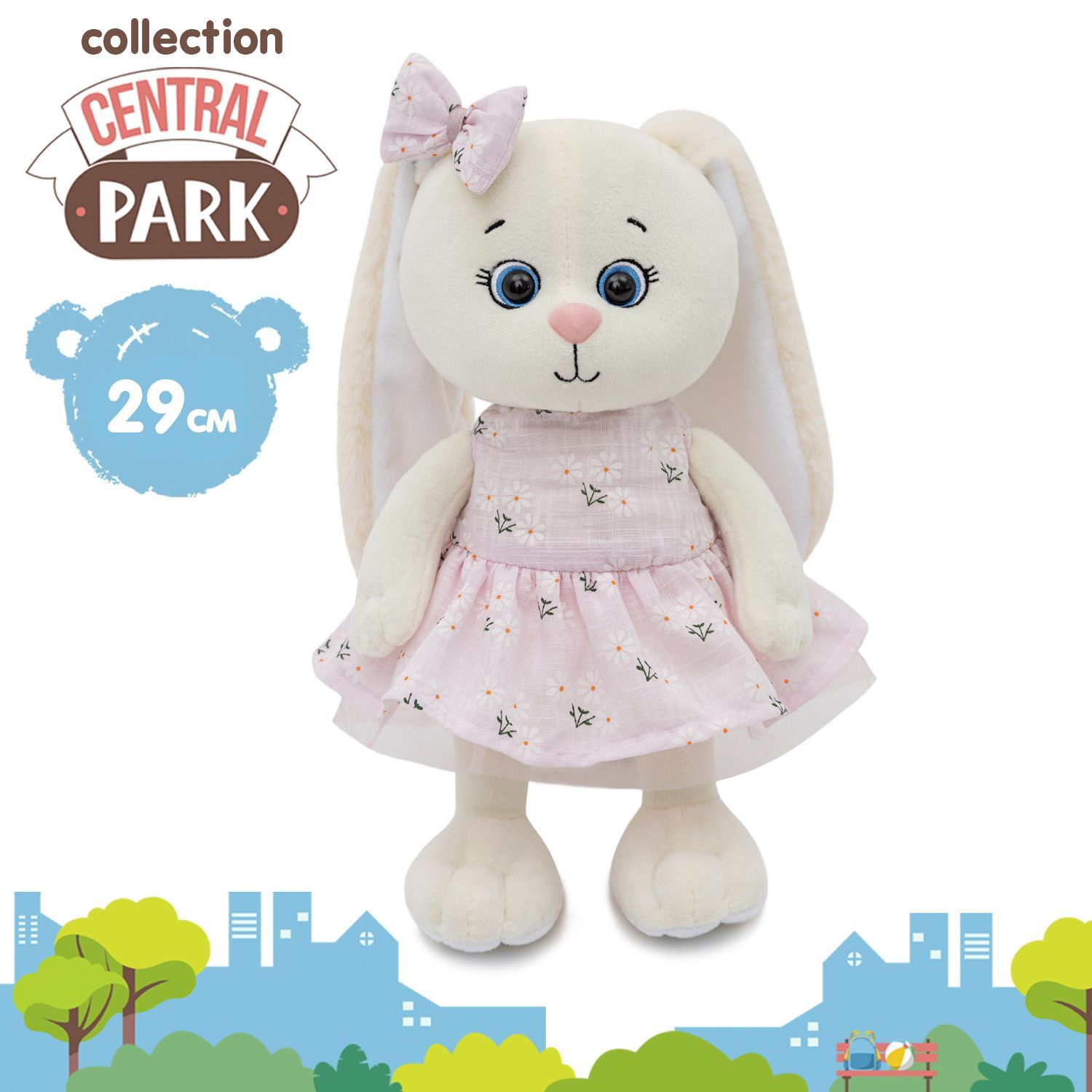 

Мягкая игрушка Kult of toys Зайка Мия в платье, латте, 29 см, сидя 25 см, Белый;розовый, мия и грей