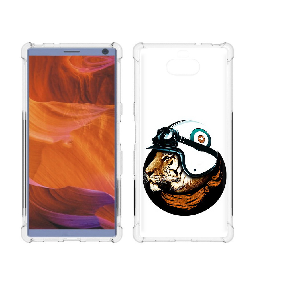 

Чехол MyPads Tocco для Sony Xperia 10 Plus Тигр в шлеме, Прозрачный, Tocco