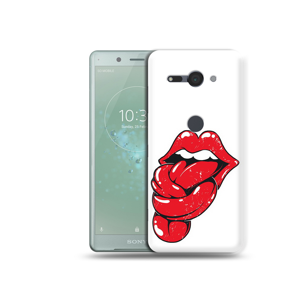 

Чехол MyPads Tocco для Sony Xperia XZ2 Compact яркие губы с языком, Прозрачный, Tocco