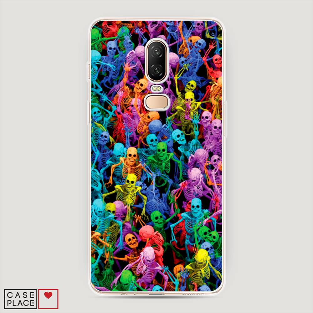 

Чехол на OnePlus 6 "Вечеринка скелетов", Фиолетовый;желтый;оранжевый, 150550-6