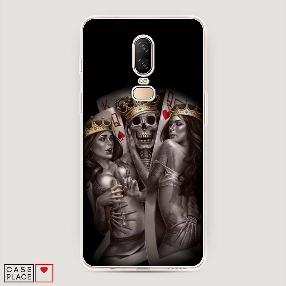 

Чехол на OnePlus 6 "Карты король и королевы", Серый;желтый, 150550-6