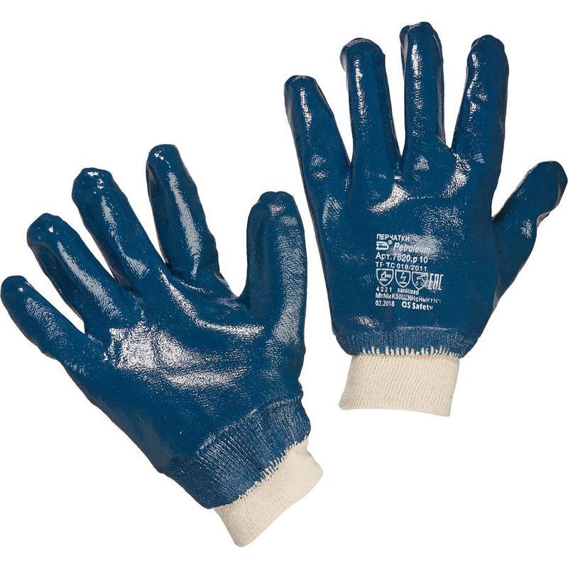 Перчатки защитные хлопковые с полным нитриловым покрытием, манжета резинка, без размера, 1 перчатки защитные трикотажные с нитриловым покрытием hesler 11 l бело синий