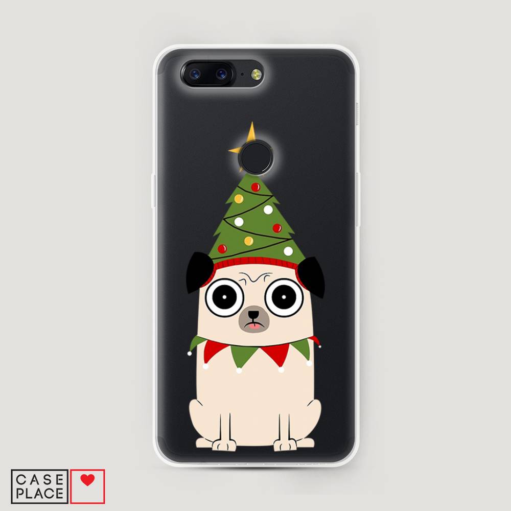

Чехол на OnePlus 5T "Собачка с ёлочкой", Бежевый;красный;зеленый, 150350-1