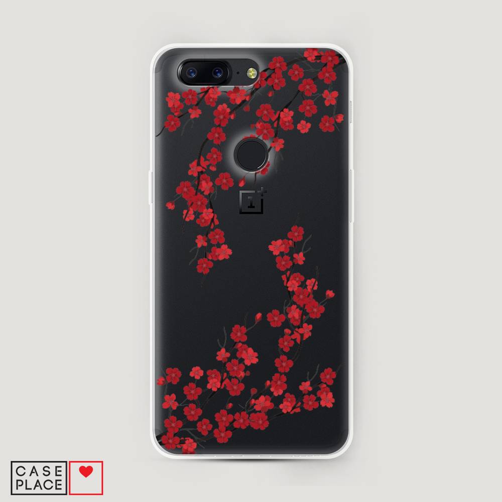 

Чехол на OnePlus 5T "Красная сакура", Красный;черный, 150350-2