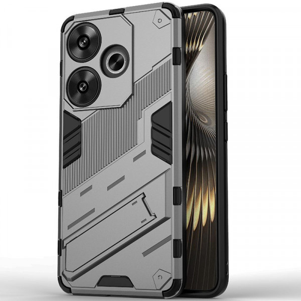 

Чехол-подставка RosCase Megatron для Xiaomi Redmi Turbo 3 / Poco F6, Серый