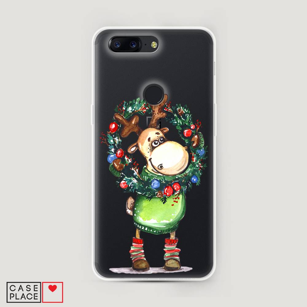 

Чехол на OnePlus 5T "Олень с новогодним венком", 150350-4