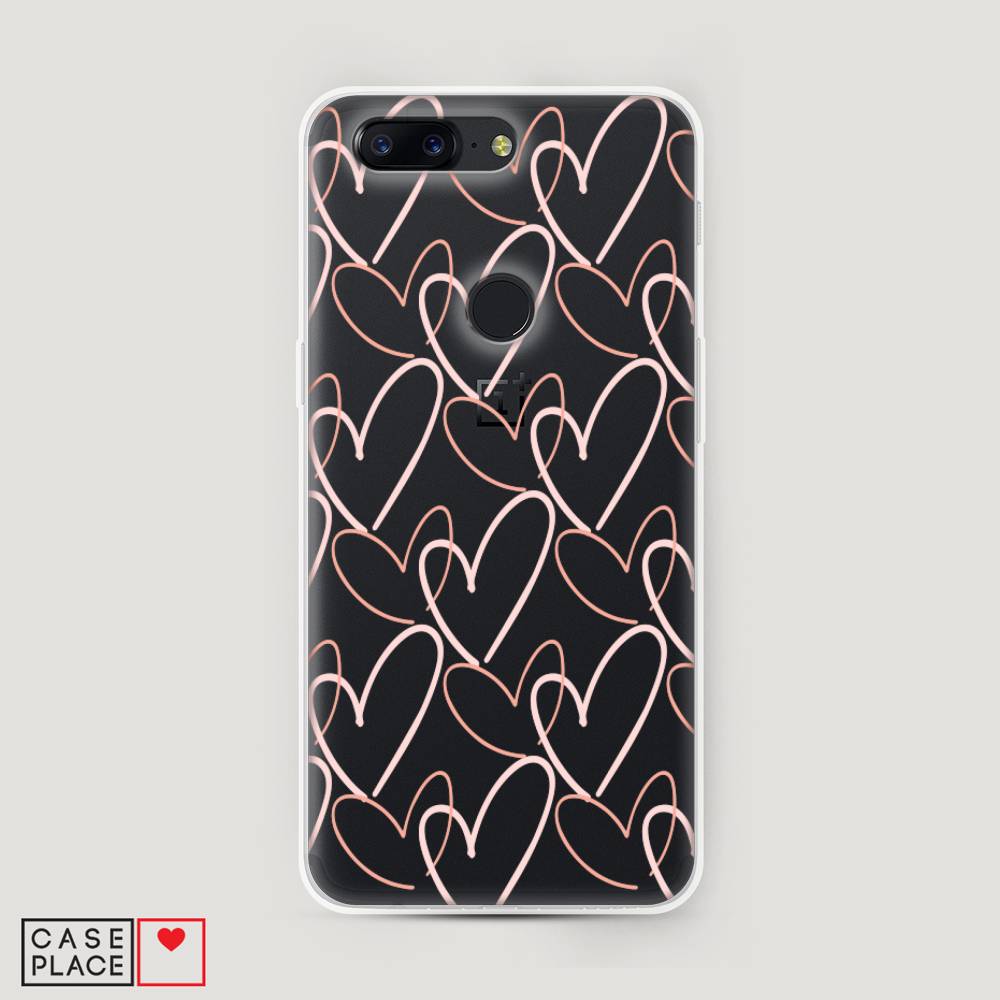 

Чехол на OnePlus 5T "Узор из сердечек", Розовый;бежевый, 150350-6