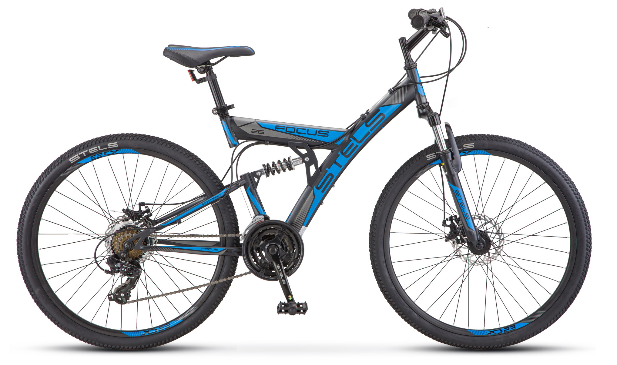 

Велосипед Stels Focus 26" MD 21 sp V010 Чёрный/Синий, Черный