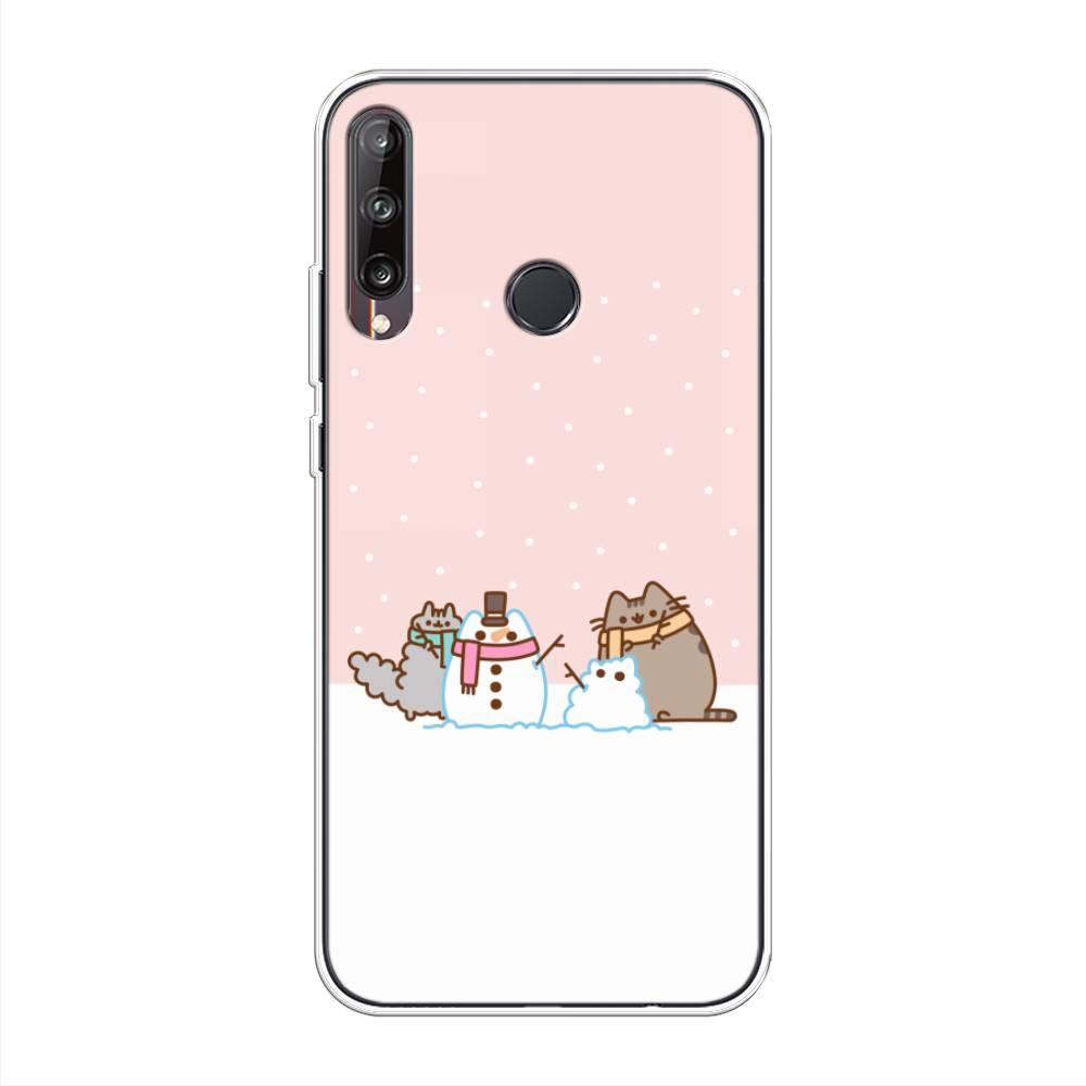 

Чехол на Huawei P40 Lite E "Котики в снегу", Розовый;белый;серый, 612450-5