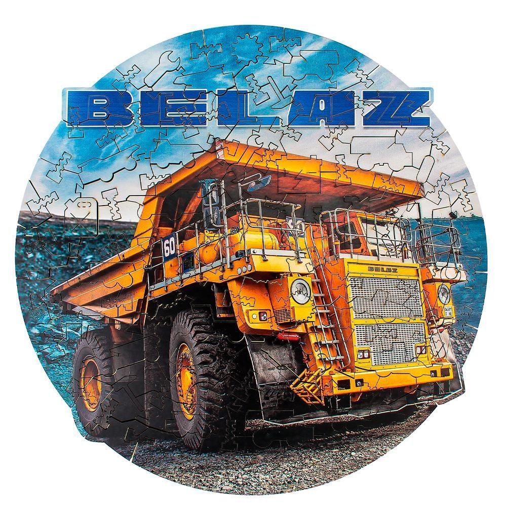 фото Деревянный пазл eco wood art фигурный автомобиль belaz 7513 28x28 см