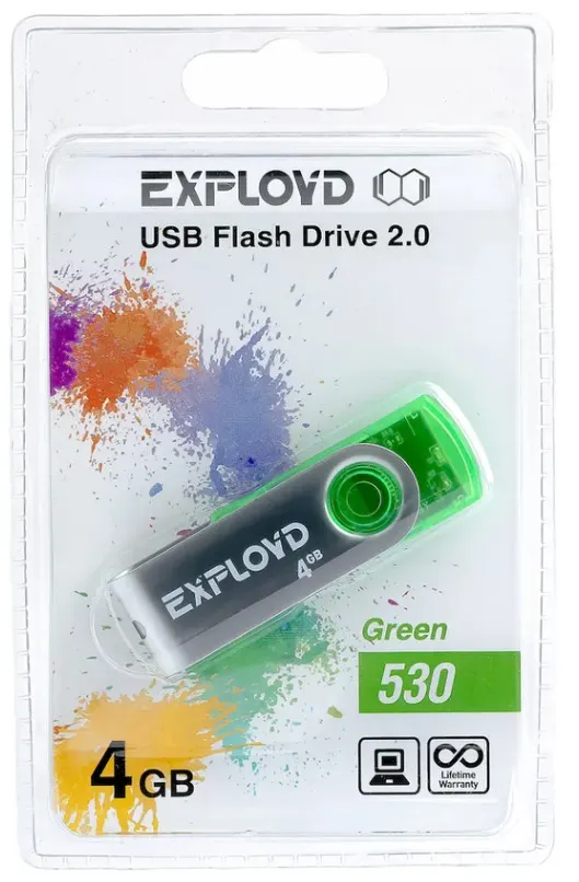

Флешка EXPLOYD 4GB 530 зеленый