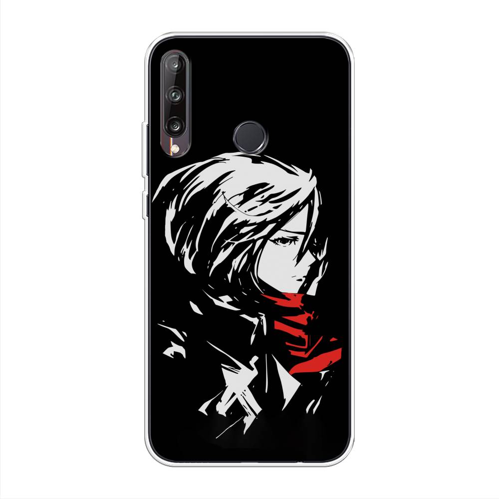

Чехол на Huawei P40 Lite E/Y7p/Honor 9C "Микаса минимализм", Черный;серый;красный, 612450-4