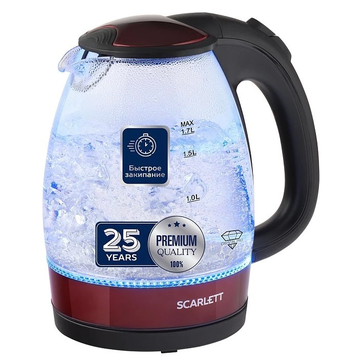 

Чайник электрический Scarlett SC-EK27G92 1.7л бордовый, Красный, SC-EK27G92