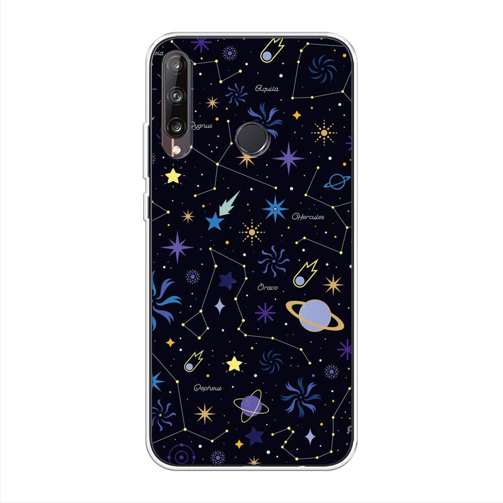 

Чехол на Huawei P40 Lite E "Цветной космос", Желтый, 612450-2