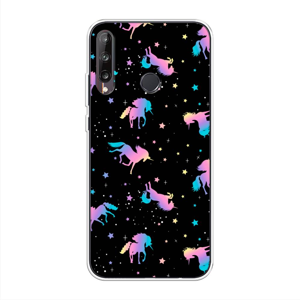 

Чехол на Huawei P40 Lite E "Единороги градиент", Черный;розовый;голубой, 612450-1