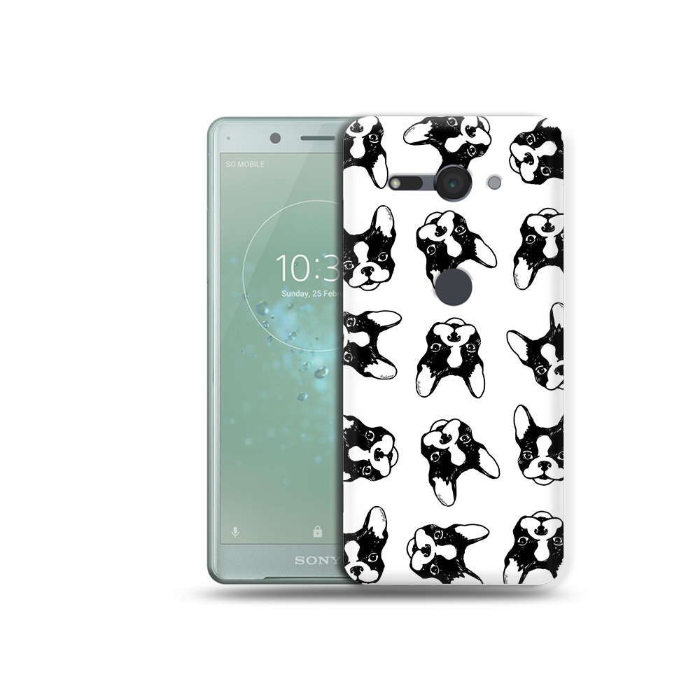 

Чехол MyPads Tocco для Sony Xperia XZ2 Compact черно белые собачки, Прозрачный, Tocco