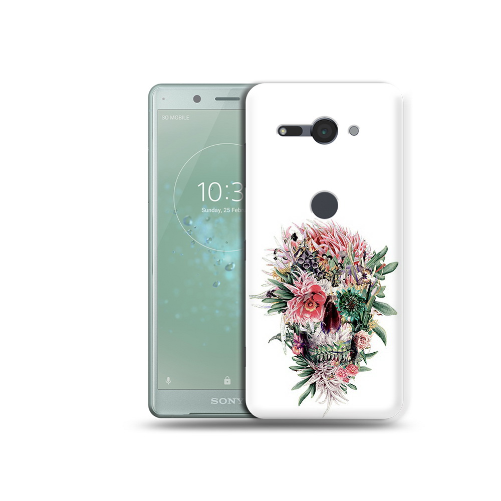 

Чехол MyPads Tocco для Sony Xperia XZ2 Compact череп из цветов, Прозрачный, Tocco