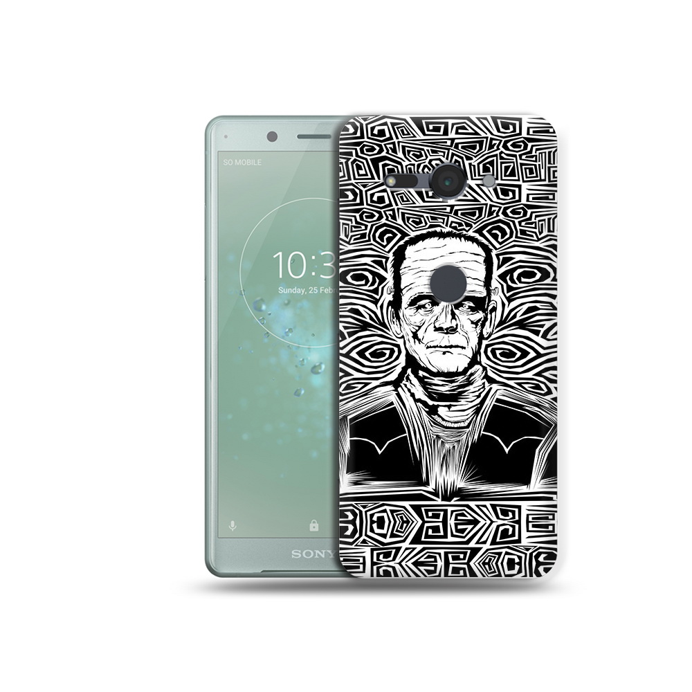 

Чехол MyPads Tocco для Sony Xperia XZ2 Compact франкенштейн черно белый, Прозрачный, Tocco