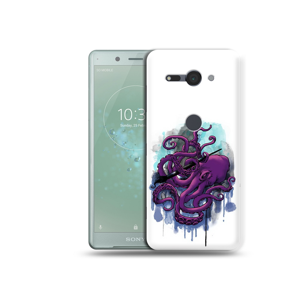 

Чехол MyPads Tocco для Sony Xperia XZ2 Compact фиолетовый осьминог, Прозрачный, Tocco