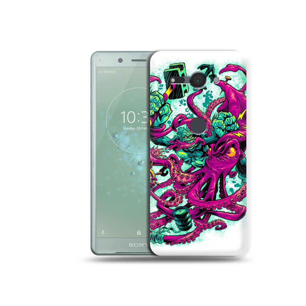 

Чехол MyPads Tocco для Sony Xperia XZ2 Compact фиолетовый кракен, Прозрачный, Tocco