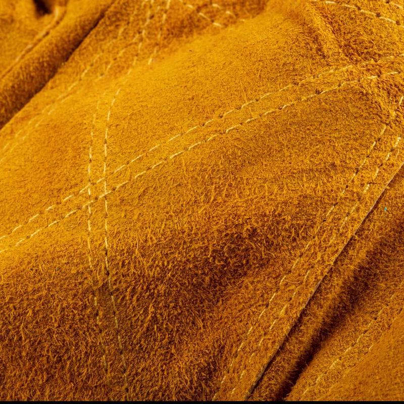 фото Перчатки защитные спилковые комбинированные, усиленные, желтые, 12 пар nobrand