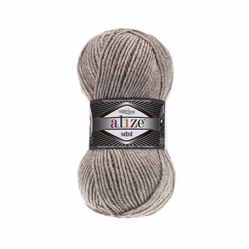 

Пряжа Alize Superlana midi, шерсть, акрил, 500 г, 170 м, светло-коричневая, Коричневый
