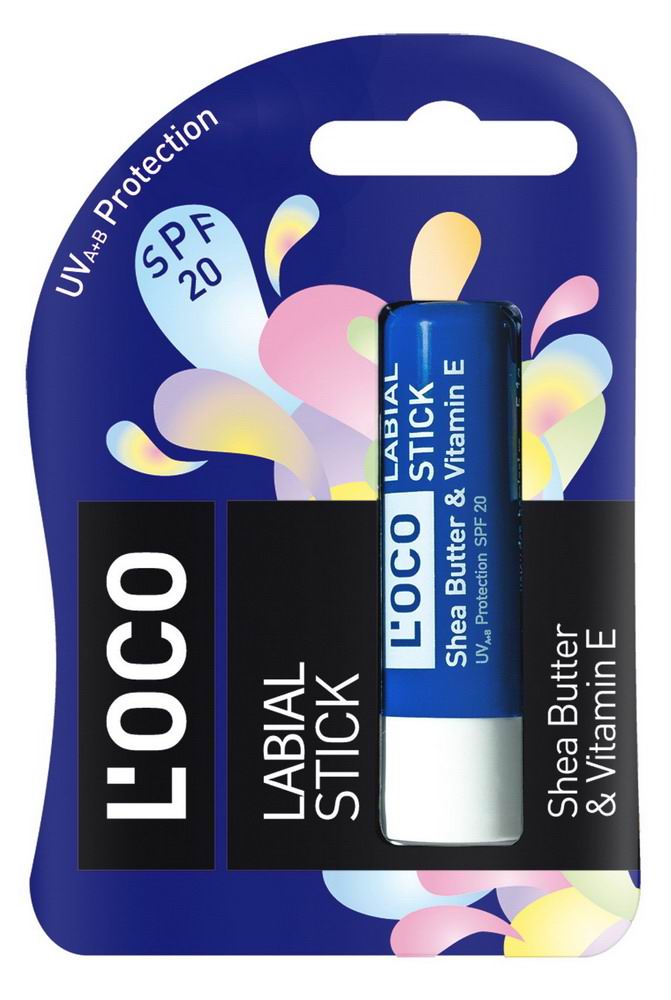 Бальзам для губ DCP HEMIGAL Loco labial stick, Масло ши  витамин Е, 4,4 гр, spf 20