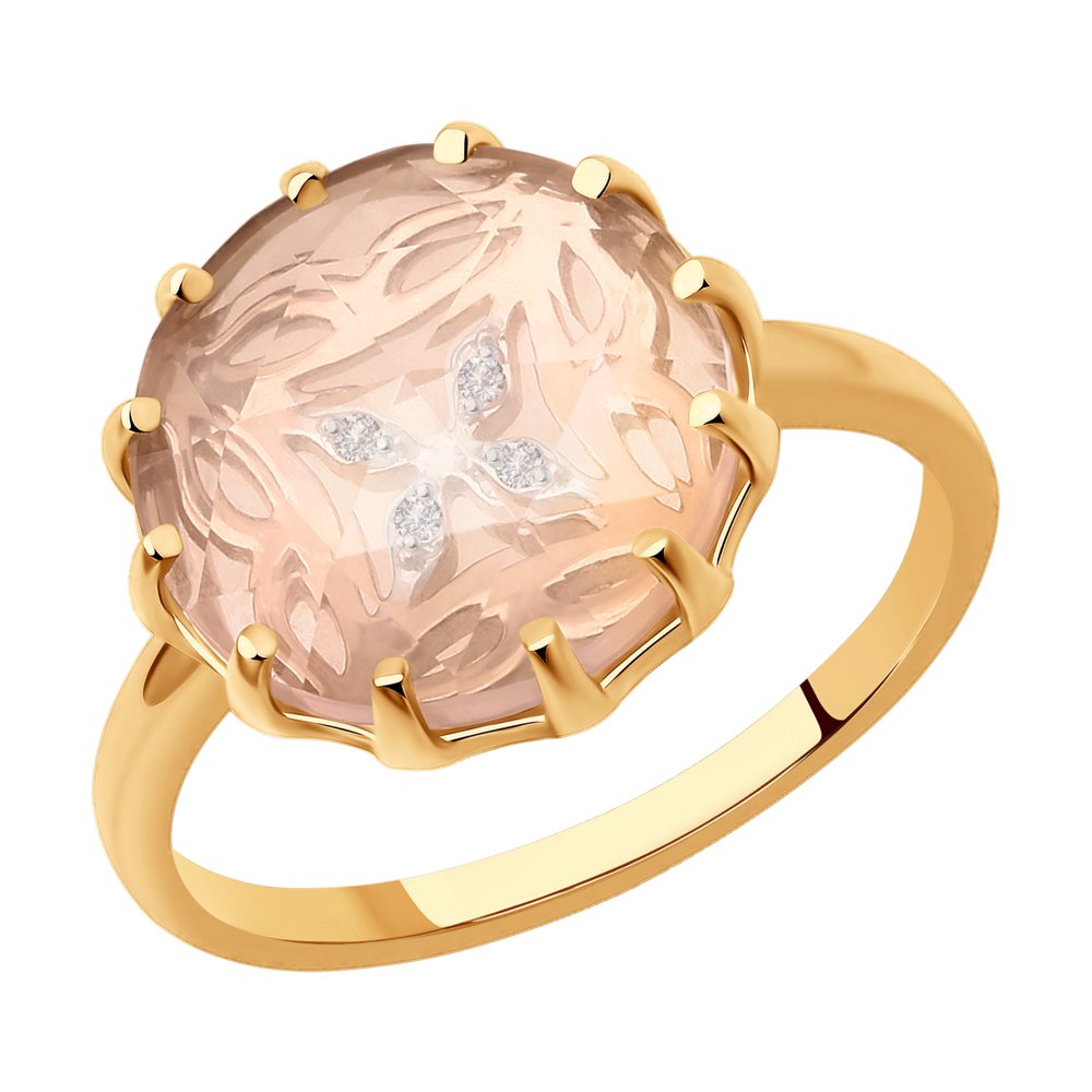 

Кольцо из красного золота с бриллиантом/кварцем р. 17 SOKOLOV Diamonds 6014198, 6014198