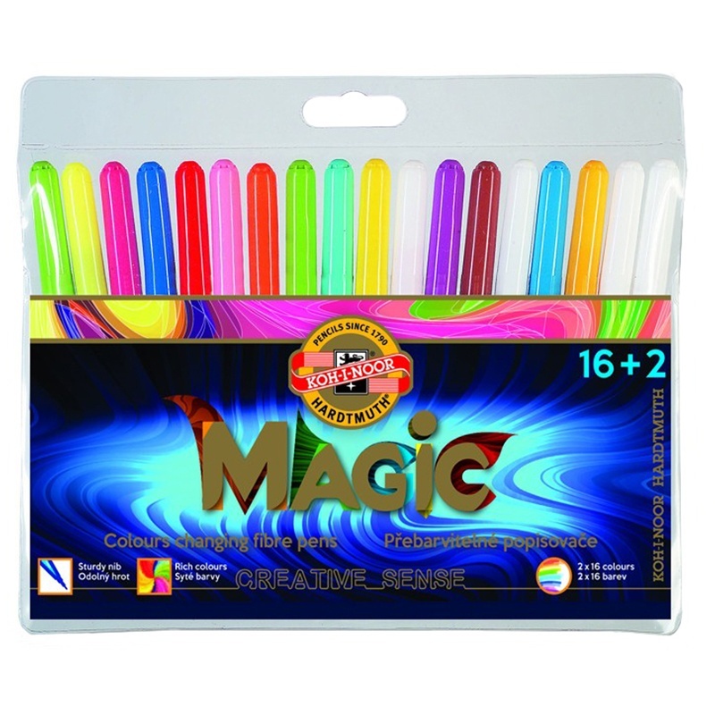 

KOH-I-NOOR "Magic", 16+2 цвета, трехгранные, ПВХ, европодвес, Разноцветный