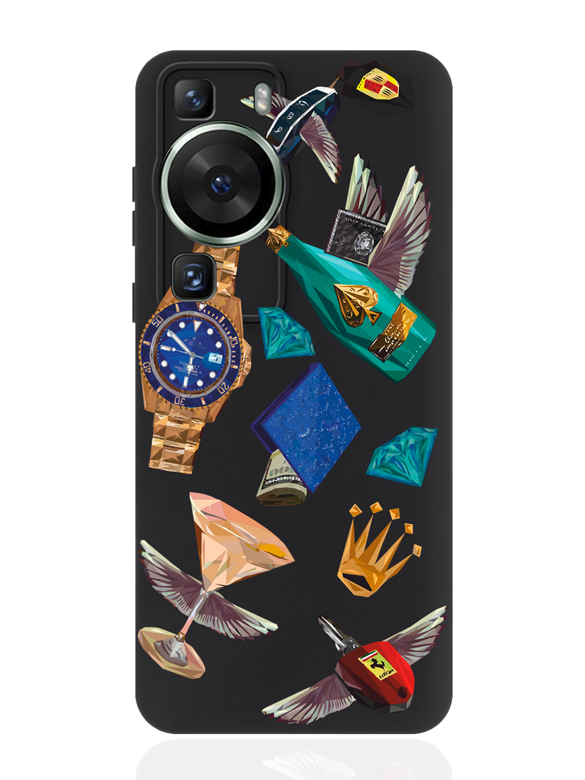

Чехол для смартфона Huawei P60 черный силиконовый Luxury lifestyle, Разноцветный, Huawei P60