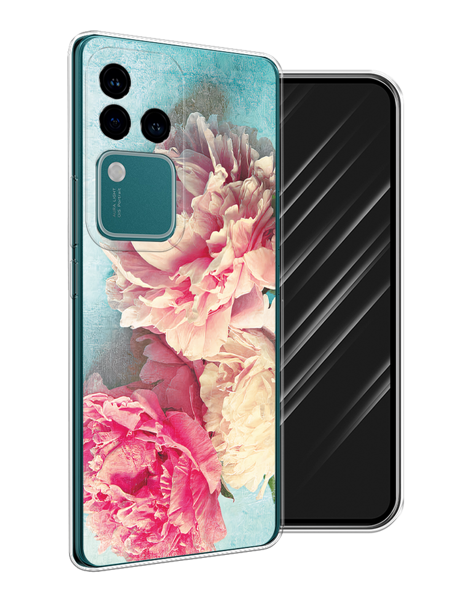 

Чехол Awog на Vivo V30 Pro/S18 Pro "Пионы new", Бирюзовый, 2610050-1