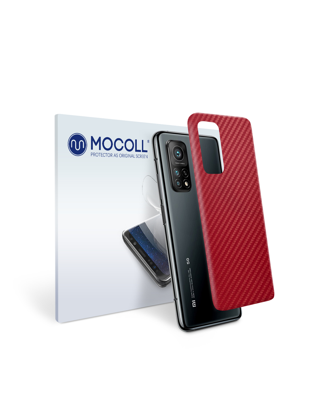 

Пленка защитная MOCOLL для задней панели Xiaomi Mi 10T Pro Карбон красный