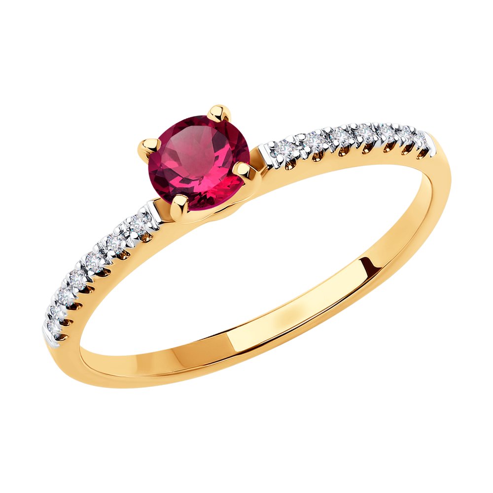 

Кольцо из золота р. 17,5 SOKOLOV Diamonds 4010656, бриллиант\рубин, 4010656