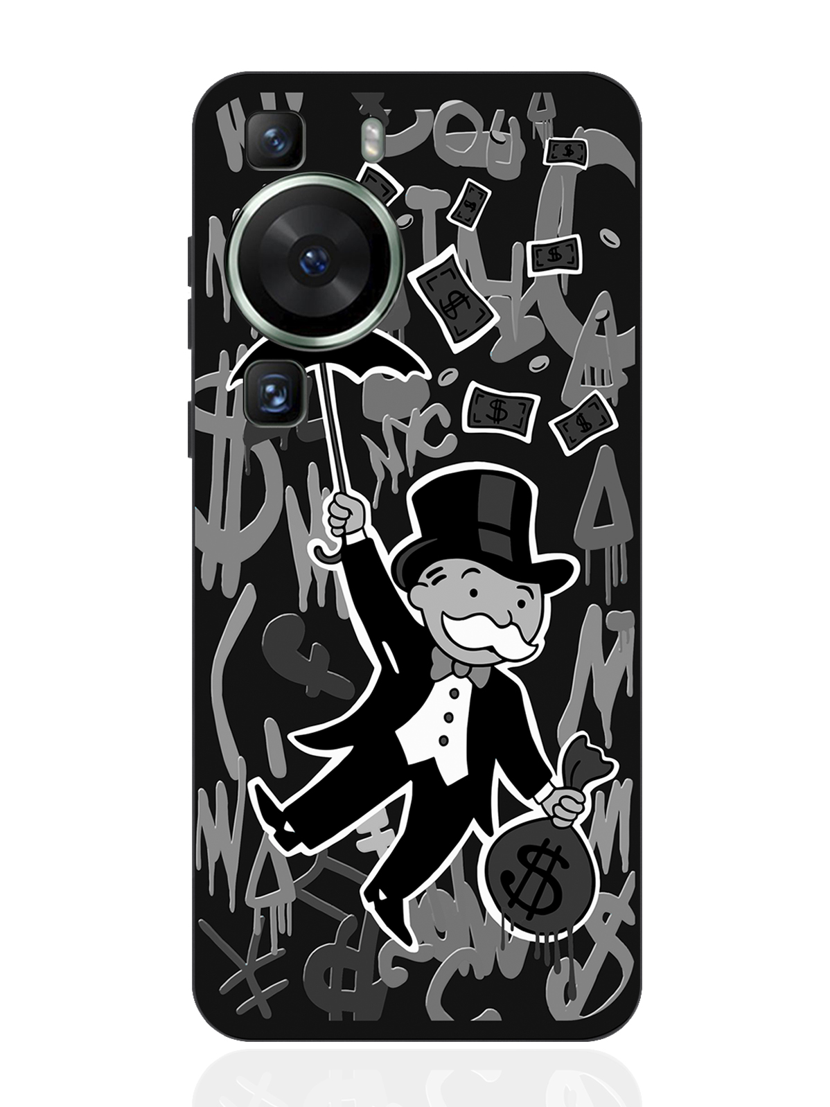 

Чехол для смартфона Huawei P60 черный силиконовый Monopoly Black Edition/Монополия, Серый, Huawei P60