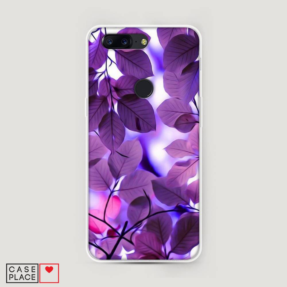 

Чехол на OnePlus 5T "Сиреневые листики", Фиолетовый;голубой, 150350-2