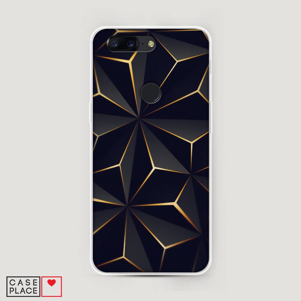 

Чехол на OnePlus 5T "Черные полигоны", Золотистый;черный, 150350-3