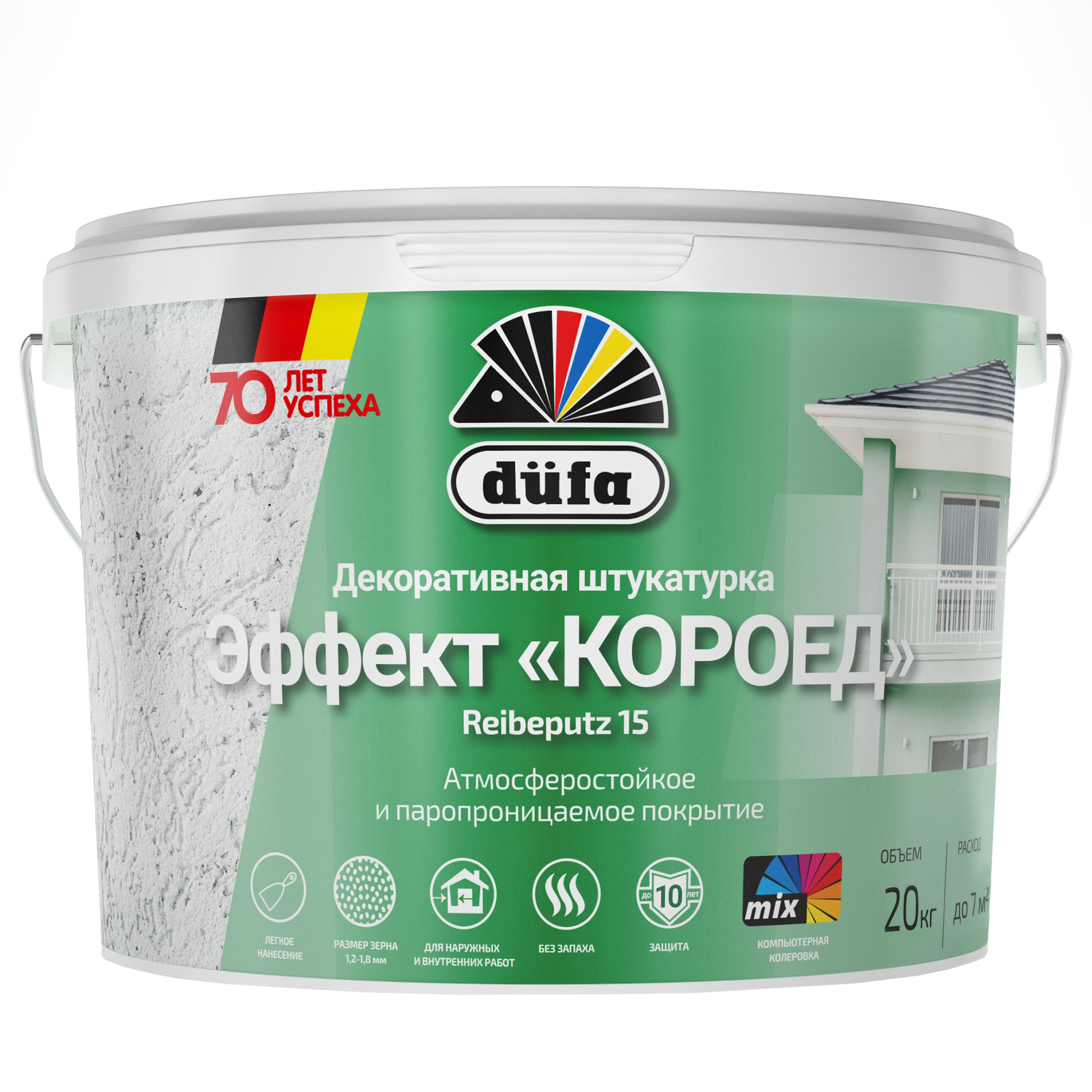 Штукатурка Dufa Reibeputz 15 Короед декоративная, 20 кг силиконовое фактурное покрытие с эффектом короед olsta decoplast dp 001 15 кг