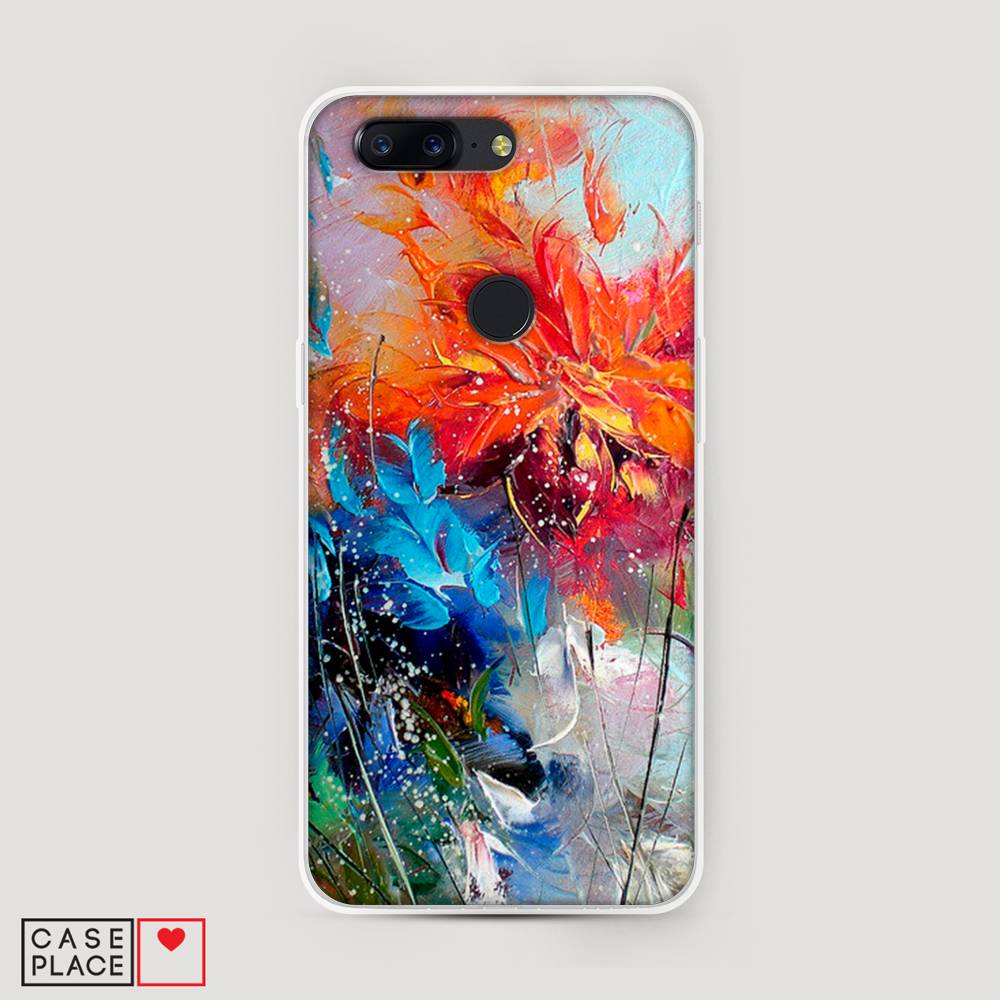 

Чехол на OnePlus 5T "Абстрактные цветы", Оранжевый;синий, 150350-4