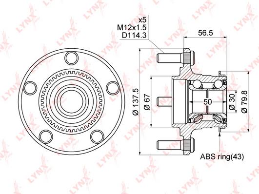 

Подшипник ступицы задней Mitsubishi Airtrek I/Lancer VII 03>13 Lynx WH1077