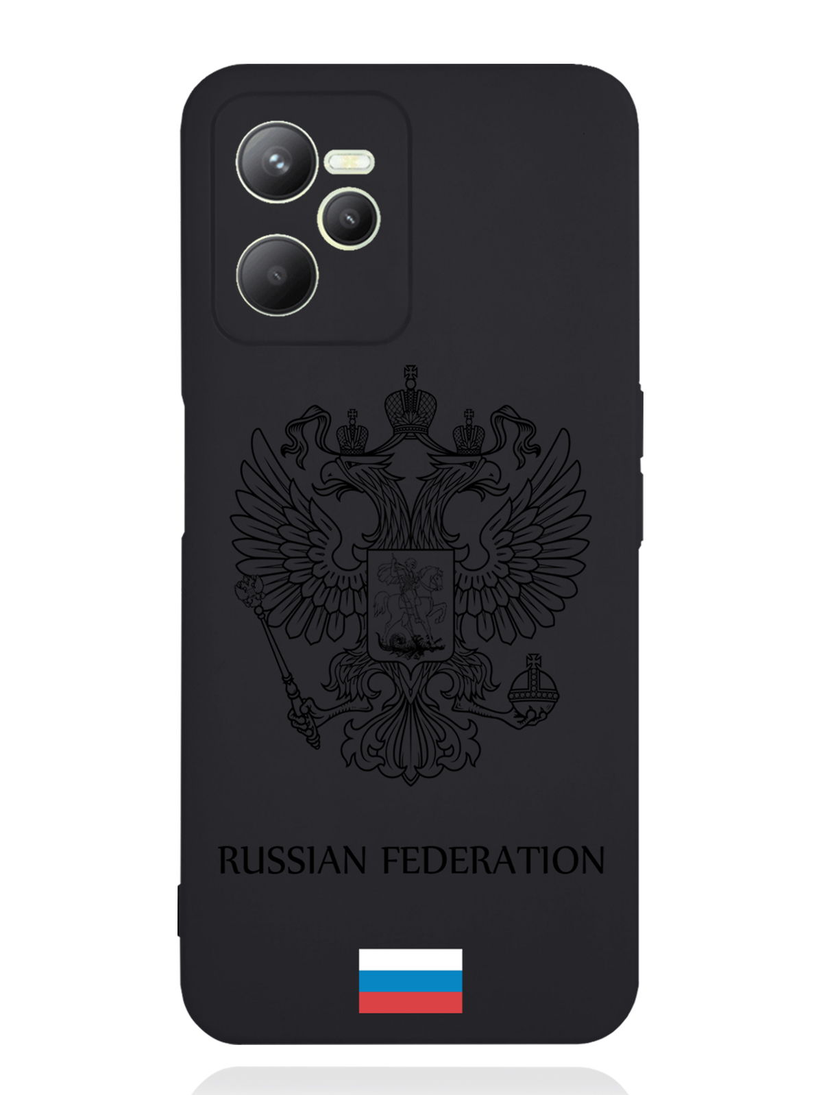 фото Чехол musthavecase realme c35 черный лаковый герб россия