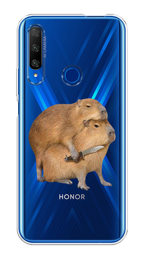 

Чехол на Huawei Honor 9X Premium "Капибара с ножом", Бежевый, 610650-1