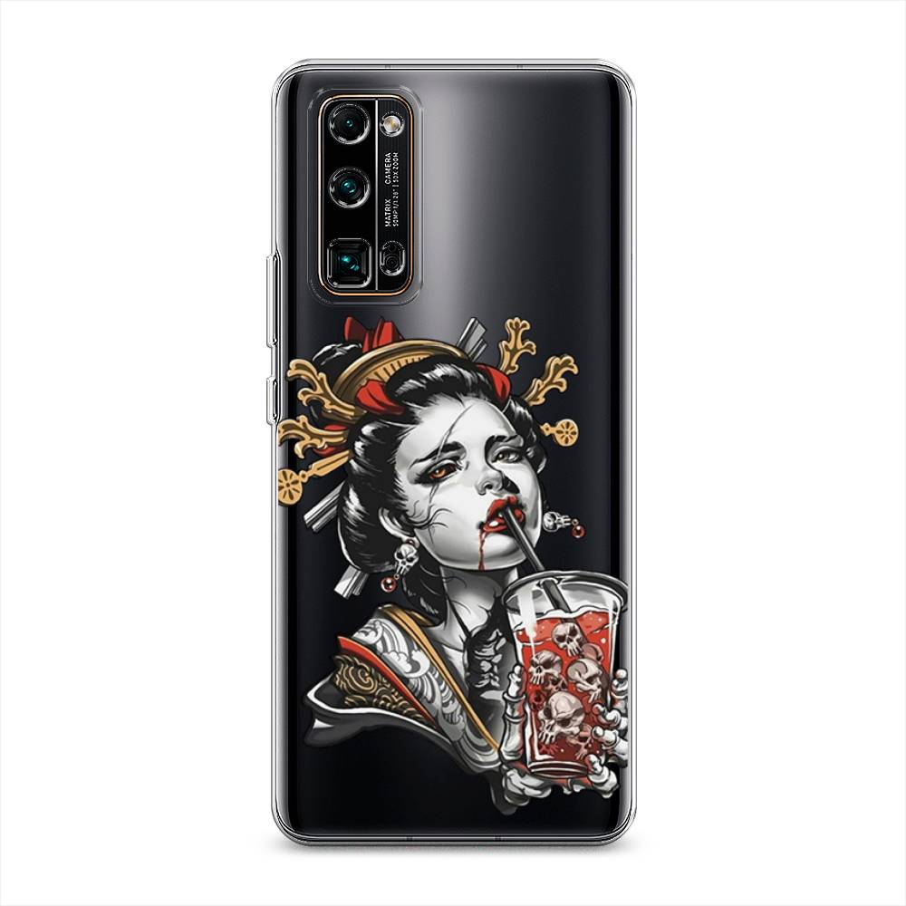 

Чехол на Honor 30 Pro Plus "Опасная гейша", Красный;черный;серый, 612250-4