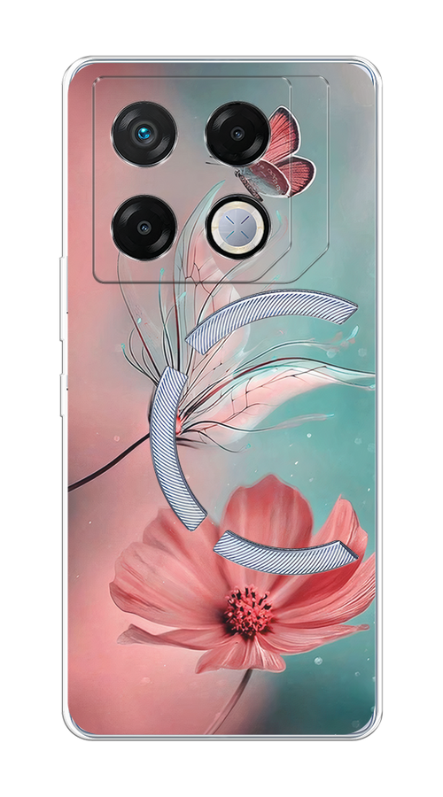 

Чехол на Infinix GT 20 Pro "Бабочка и цветок", Голубой;розовый, 3106250-1