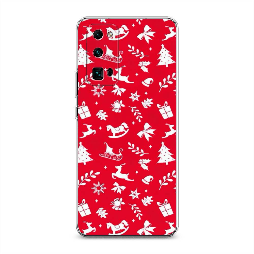 

Чехол на Honor 30 Pro Plus "Красный новогодний фон", Красный;белый, 612250-5