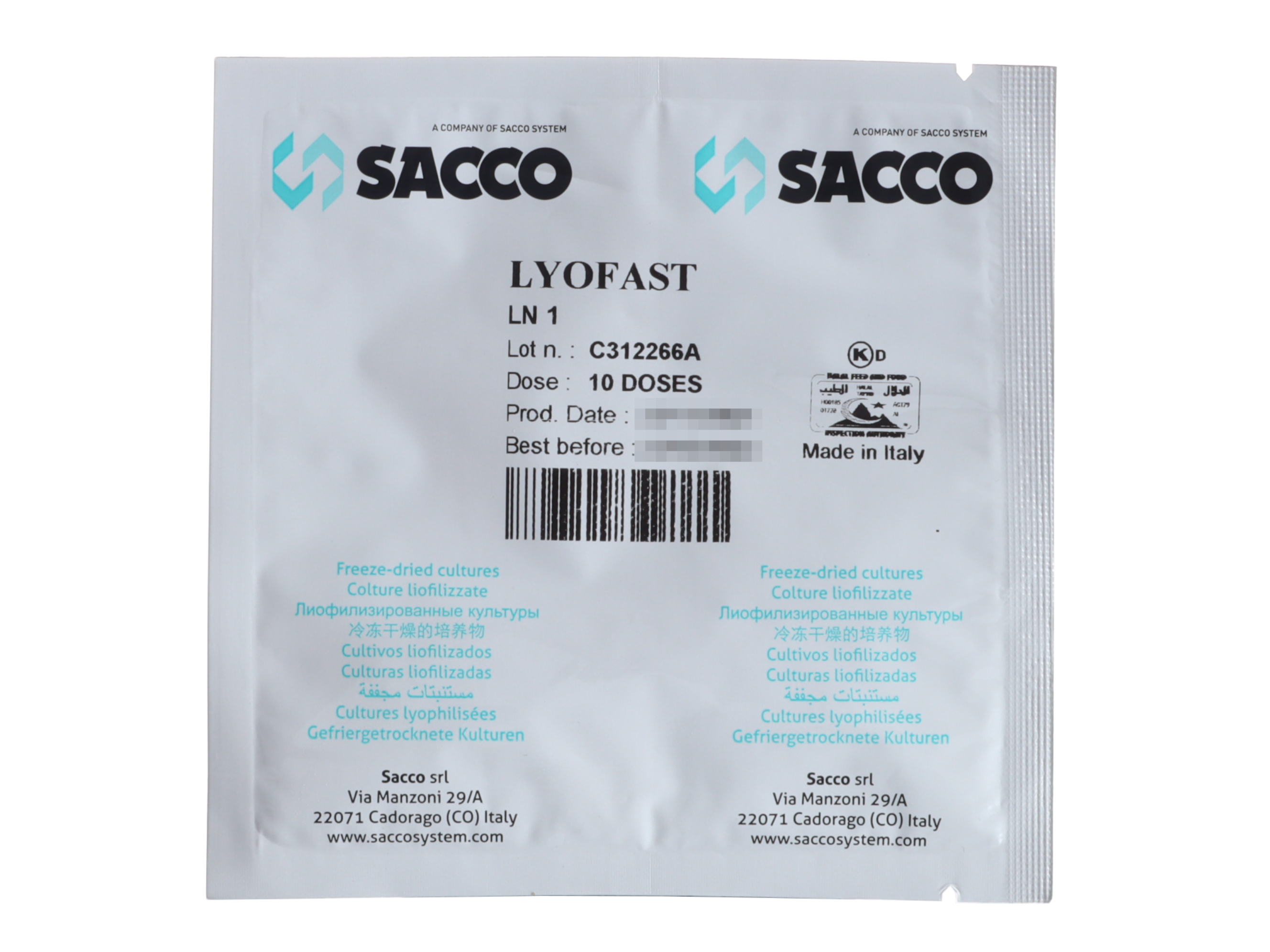 

Закваска Sacco Lyofast LN 1 10 D 20 г, 1 шт, Закваска Lyofast LN 1 10 D , Sacco