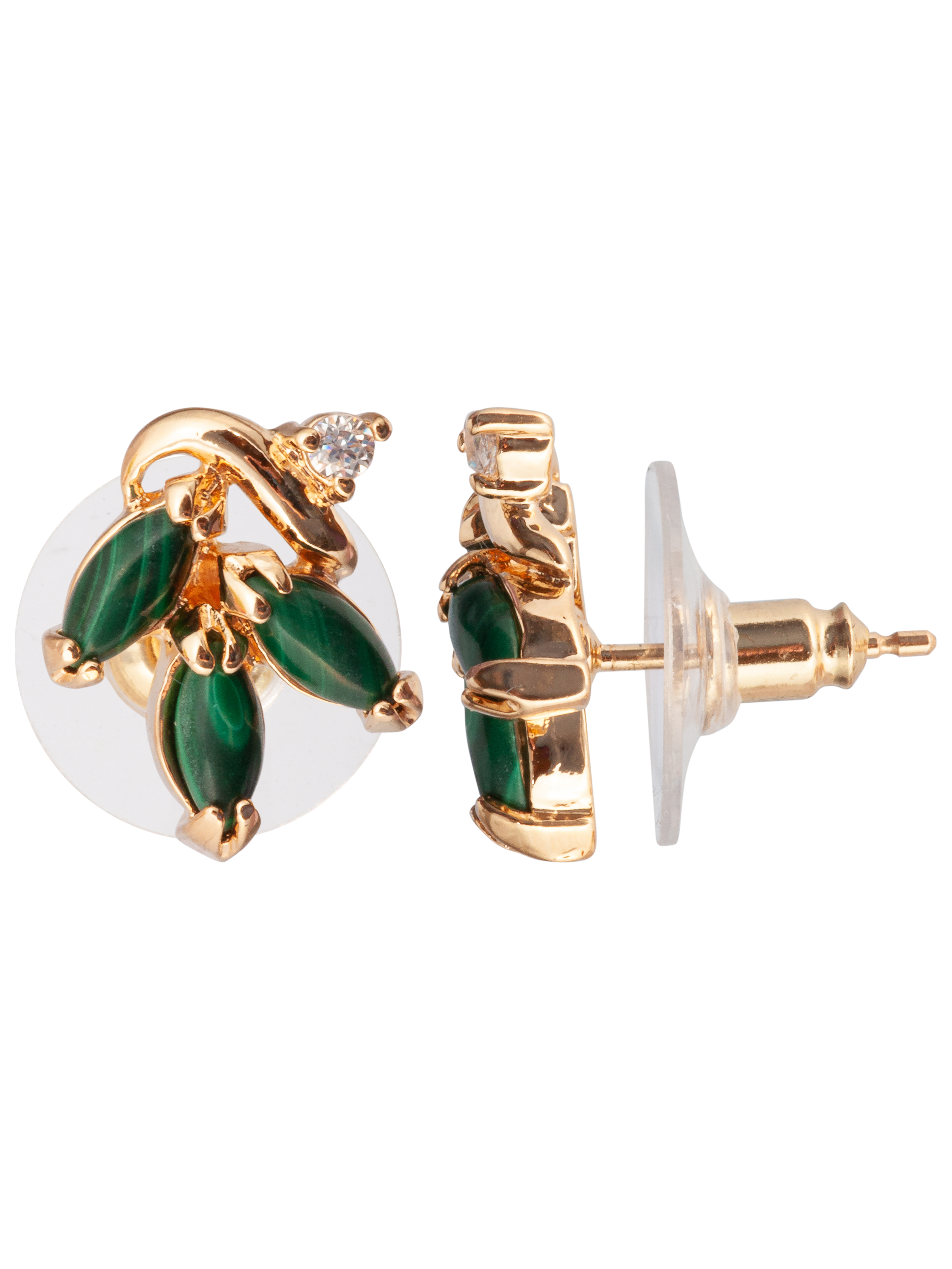 

Серьги из ювелирного сплава Lotus Jewelry 39E-22ml, малахит/циркон, 39E-22ml