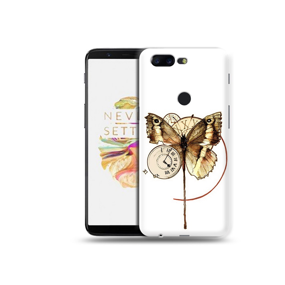 

Чехол MyPads Tocco для OnePlus 5T старинные часы с бабочкой, Прозрачный, Tocco