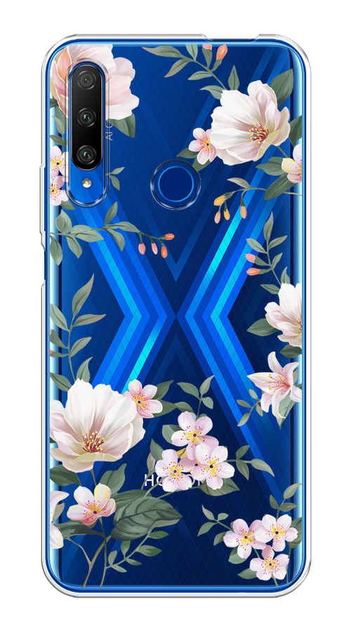 

Чехол на Huawei Honor 9X Premium "Beautiful white flowers", Бежевый;зеленый, 610650-1