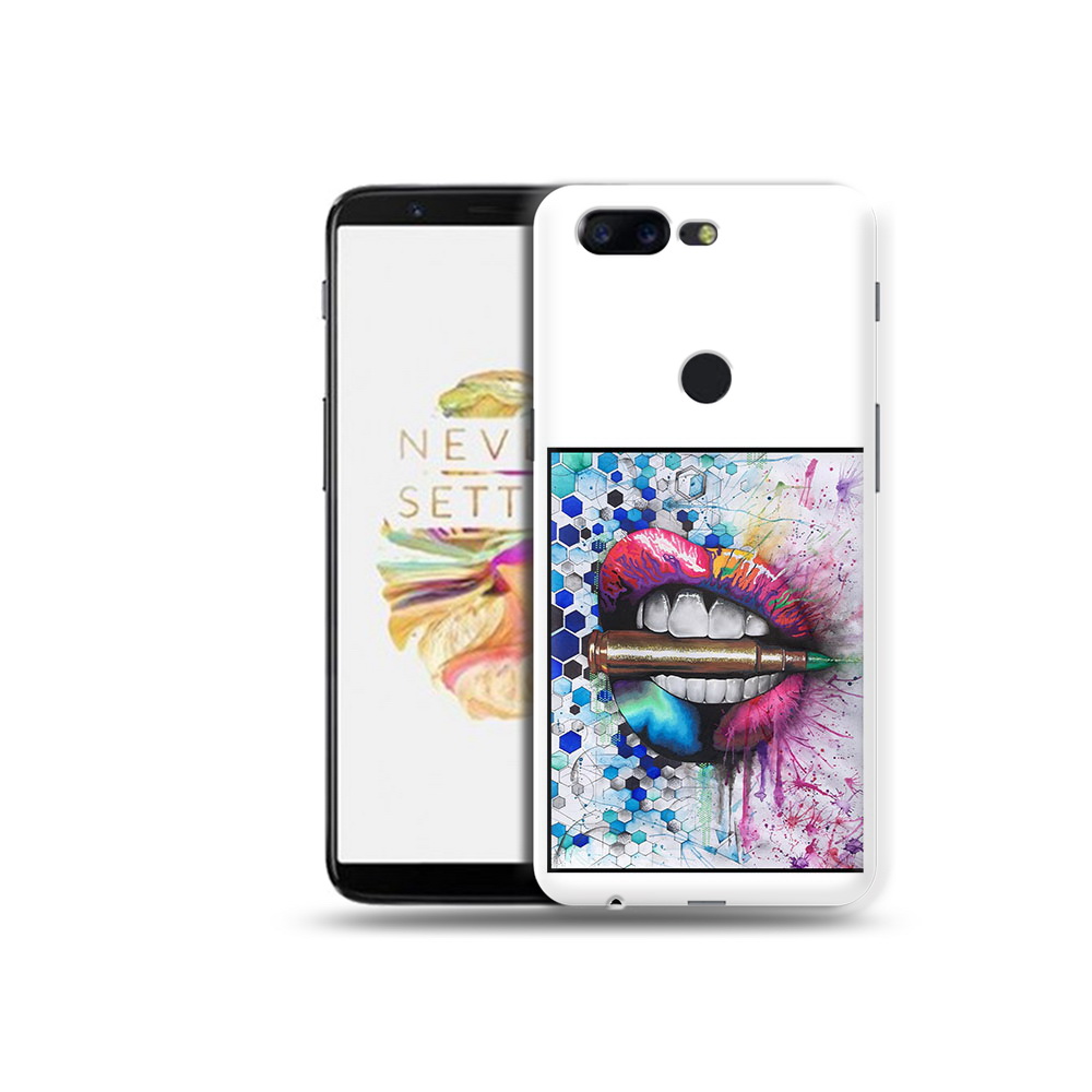 

Чехол MyPads Tocco для OnePlus 5T разноцветные губы с пулей, Прозрачный, Tocco